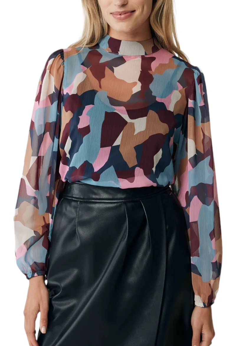 Μπλούζα Μακρυμάνικη Mexx Printed High Neck TU0406036W-Multicolor Γυναικείο