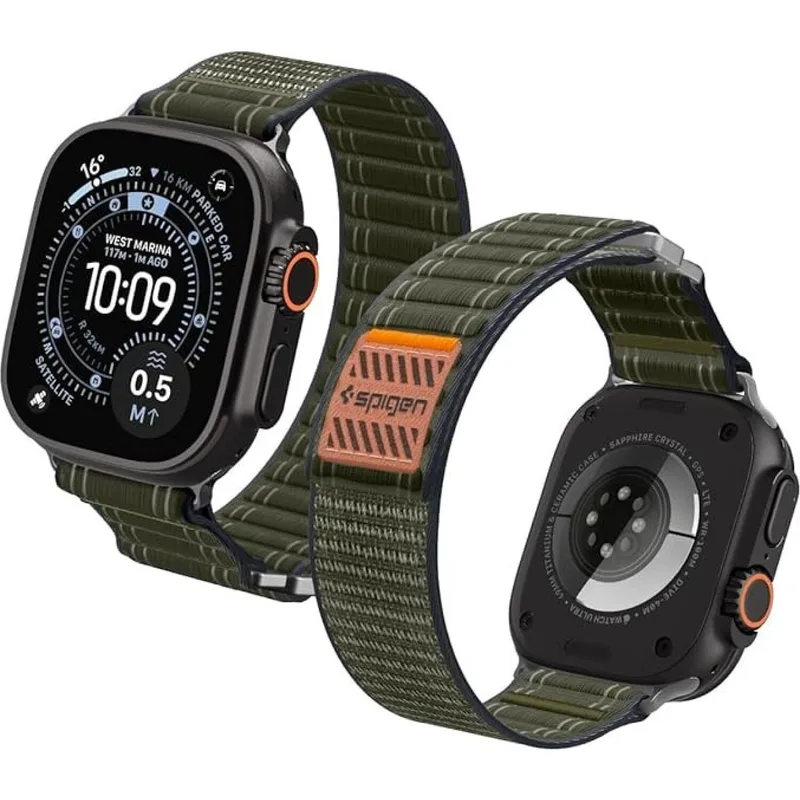 Λουράκι Apple Watch Ultra/SE/11/10/9/8/7/6/5/4 (49/46/45/44mm) Spigen WBF0 Υφασμάτινο - Green (AMP10142)