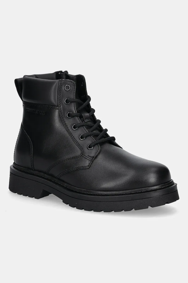 Δερμάτινες χειμερινές μπότες Tommy Jeans TJM LACE UP BOOT