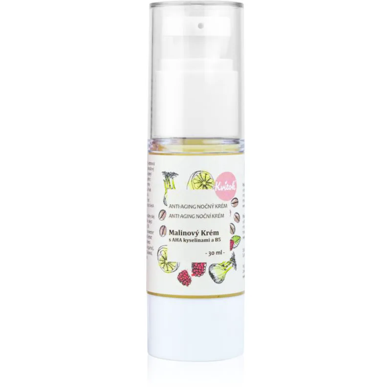Kvitok Raspberry Cream with AH Acids κρέμα νύχτας για ώριμη επιδερμίδα προσώπου 40+ 30 ml