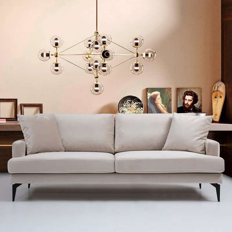 Τριθέσιος Καναπές Papira 3 Seater - Μπεζ 560Are1310 (90x88x205)