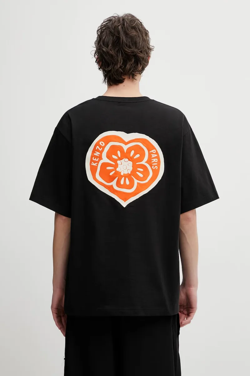 Kenzo t-shirt Ανδρικό βαμβακερό GOTS KENZO BOKE HEART OVERSIZE