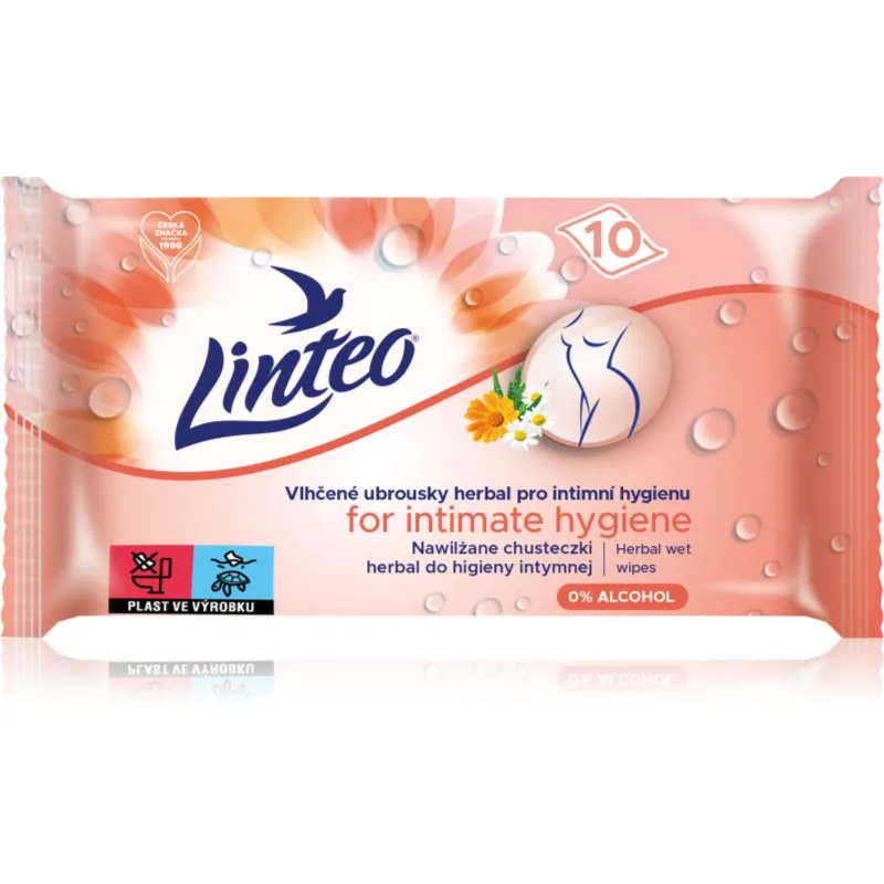 Linteo Personal hygiene υγρά μαντηλάκια για προσωπική υγεινή μίνι herbal 10 τμχ