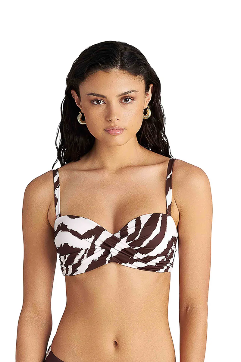 Blu4u γυναικείο μαγιό bikini top strapless με μεταλλικό κούμπωμα "Zebra Stripes" (D Cup)-26366565D-18
