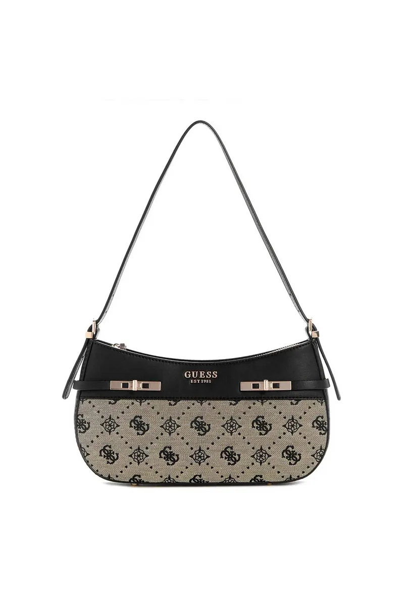 Guess γυναικεία τσάντα ώμου με all-over logo print "Melinda" - HWJP9902170 Μαύρο