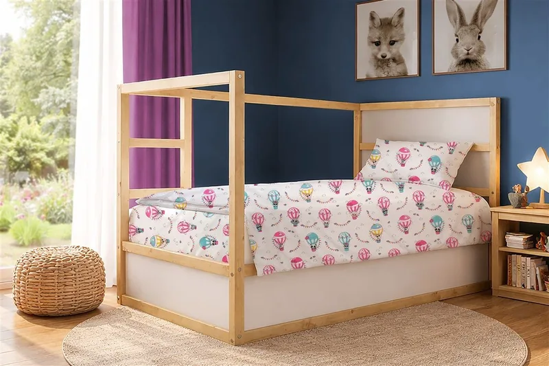 Σεντόνια Εμπριμέ Σετ 3 τεμ kids The Floating Zoo 597 160x240 White-Pink