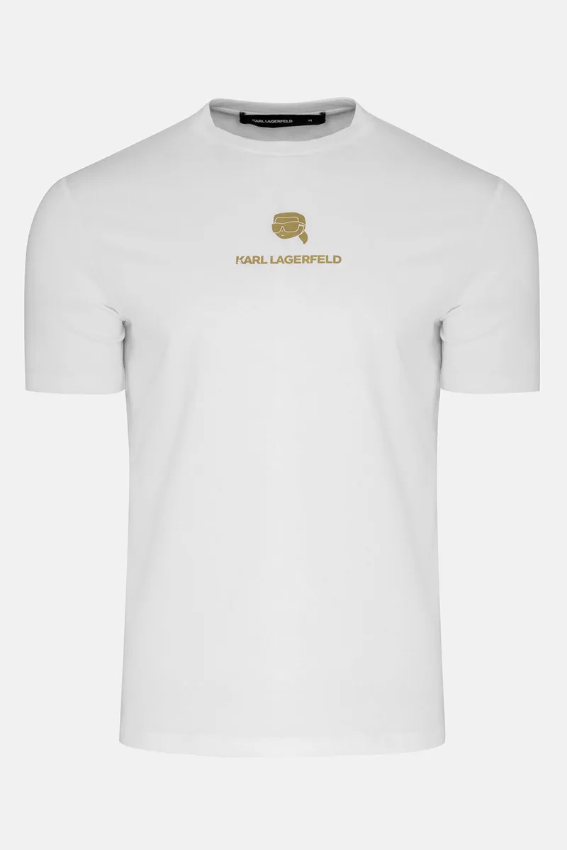 KARL LAGERFELD T-SHIRT CREW NECK GOLD LOGO ΛΕΥΚΟ