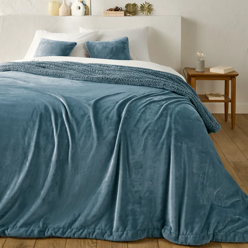 Κάλυμμα κρεβατιού από φλις και sherpa 230x250 cm