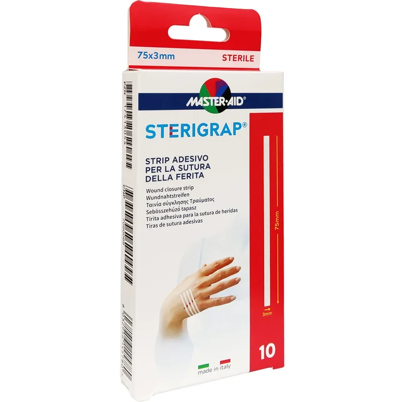 Master Aid Sterigrap 75mm x 3 mm Ταινία Σύγκλισης Τραυμάτων 10 Τεμάχια