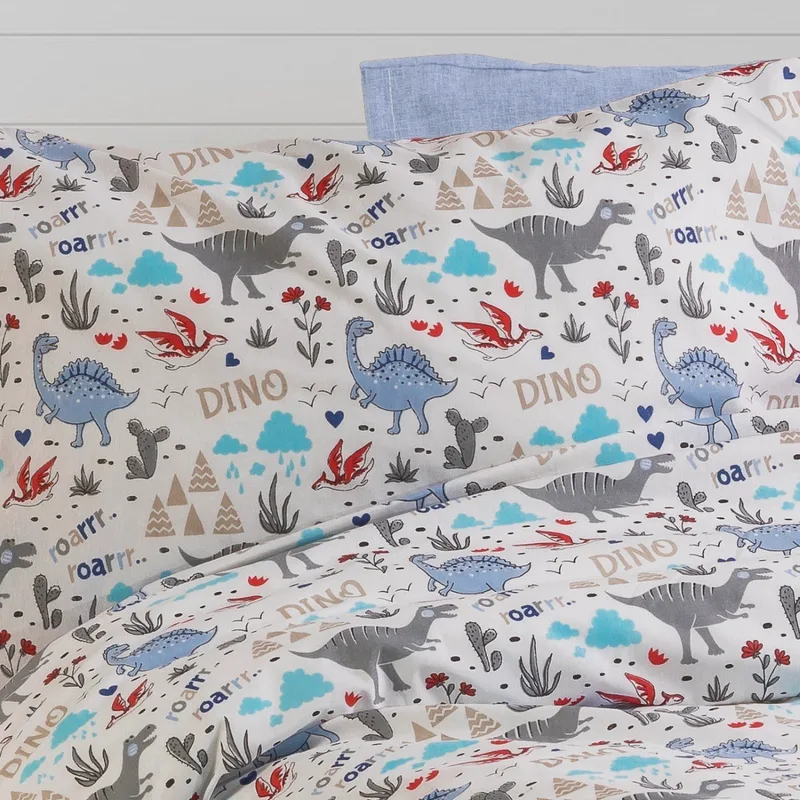 Παιδική Μαξιλαροθήκη Dimcol Dino 309 White-Blue 50x70