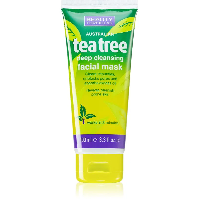 Beauty Formulas Tea Tree μάσκα για βαθύ καθαρισμό 100 ml