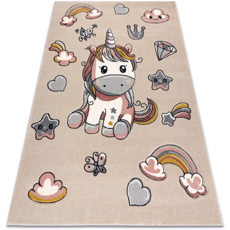 Χαλιά Rugsx Χαλί KIDDO 6110 κρεμ / λευκό, Unicorn 140x190 cm