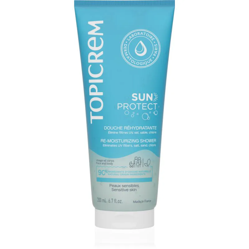Topicrem Sun Protect Re-Moisturizing Shower ενυδατικό τζελ ντους μετά την ηλιοθεραπεία 200 ml