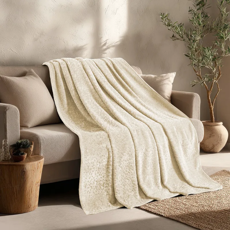 Ριχτάρι Flannel Πολυθρόνας 130x170εκ. Giza Ecru Melinen 20005197 (Ύφασμα: Polyester, Υλικό: Flannel 100%, Χρώμα: Εκρού ) - MELINEN - 20005197