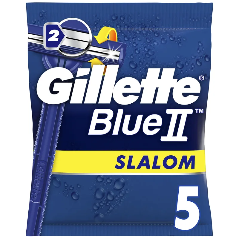 Gillette Blue II Slalom Men's Disposable Razors Ανδρικά Ξυραφάκια με 2 Λεπίδες & Κινούμενη Κεφαλή 30°, 5 Τεμάχια