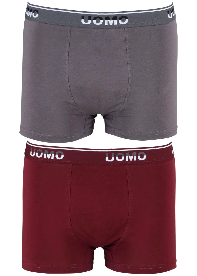 Boxer Uomo cotton με φαρδύ εξωτερικό λάστιχο 2pack. ΓΚΡΙ ΜΠΟΡΝΤΩ