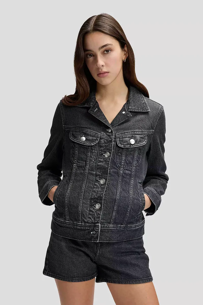 Lee® γυναικείο denim jacket με τσέπες στο στήθος "Rider Jacket" - 112376957 Μαύρο