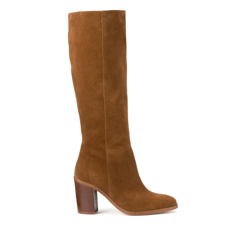 Μπότες από nubuck με φαρδύ τακούνι
