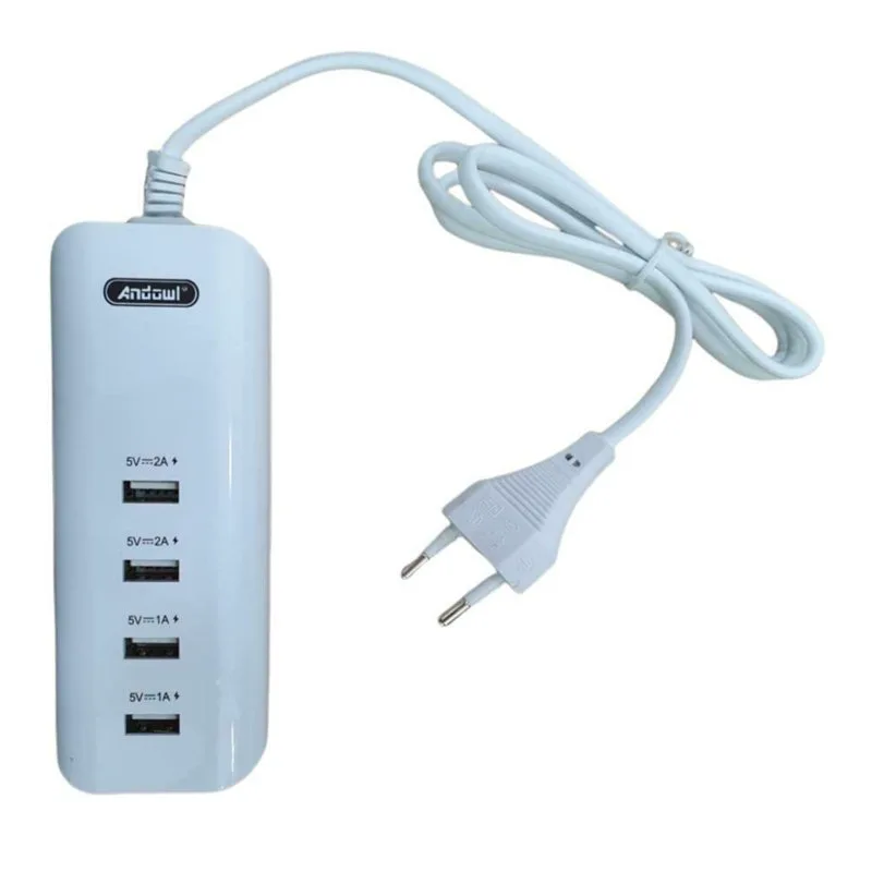Andowl Βάση Φόρτισης με 4 Θύρες USB-A 20W σε Λευκό χρώμα (Q-UX4)