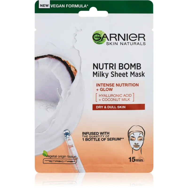 Garnier Textil Masks Nutri Bomb υφασμάτινη μάσκα θρέψης για λαμπρή επιδερμίδα 28 γρ