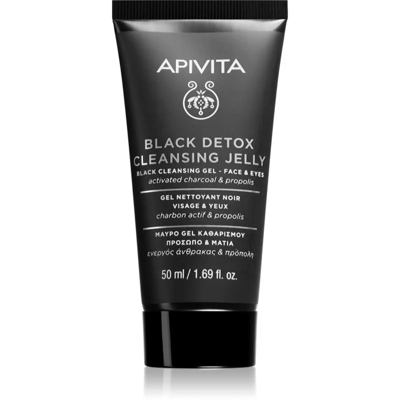 Apivita Cleansing Black Detox Cleansing Gel καθαριστικό τζελ με ενεργό άνθρακα Για πρόσωπο και μάτια 50 ml