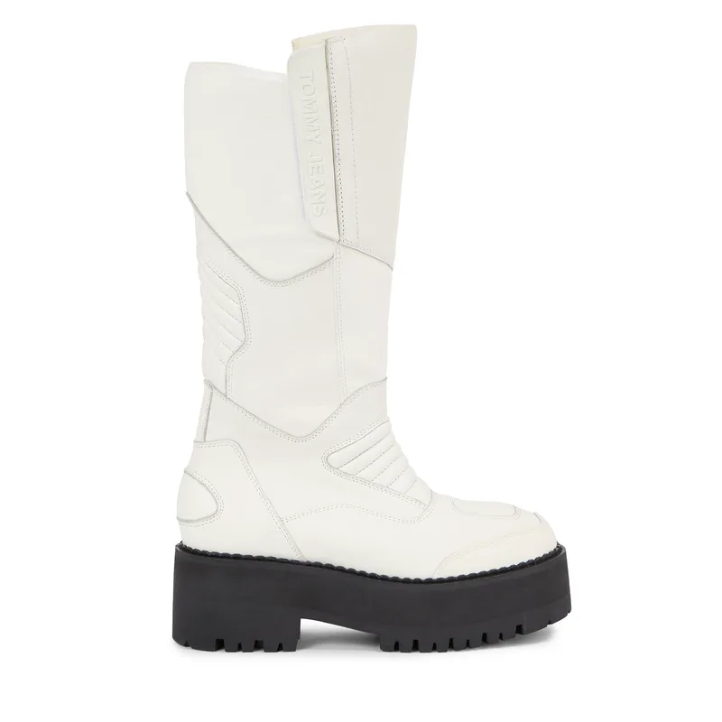 Μπότες Tommy Jeans Tjw Long Shaft Biker Boot EN0EN02376 Λευκό