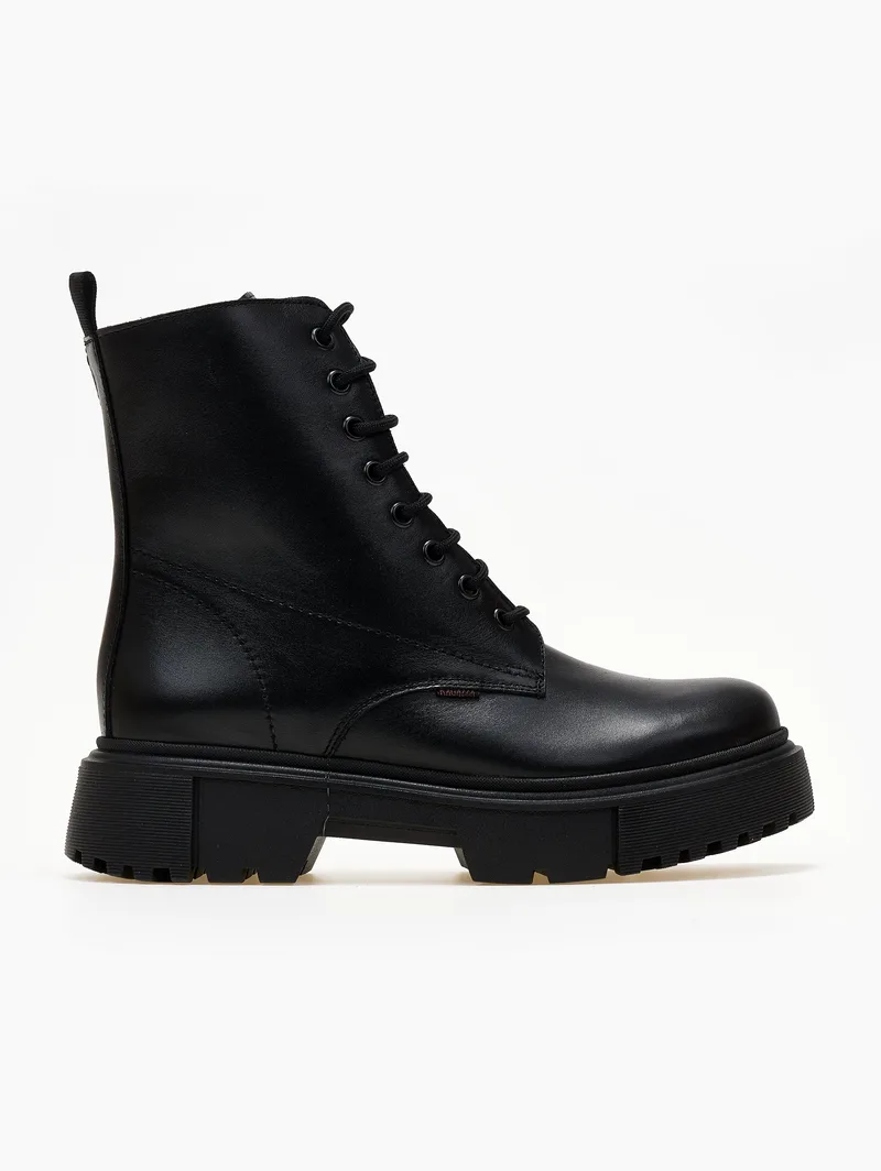 RAGAZZA Leather Combat Boots Chunky Sole - 529 - Black