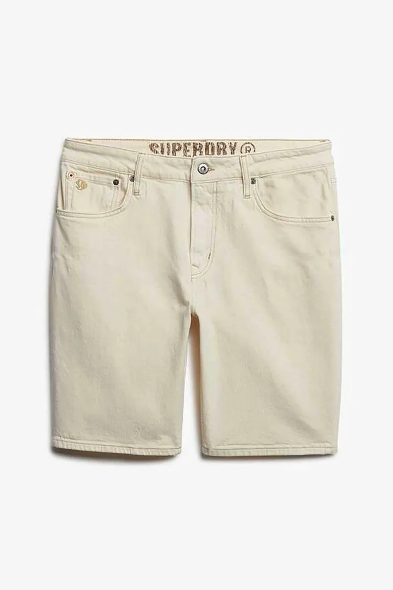 Superdry ανδρική denim βερμούδα πεντάτσεπη Straight Fit "Vintage" - M7110394A Κρέμ