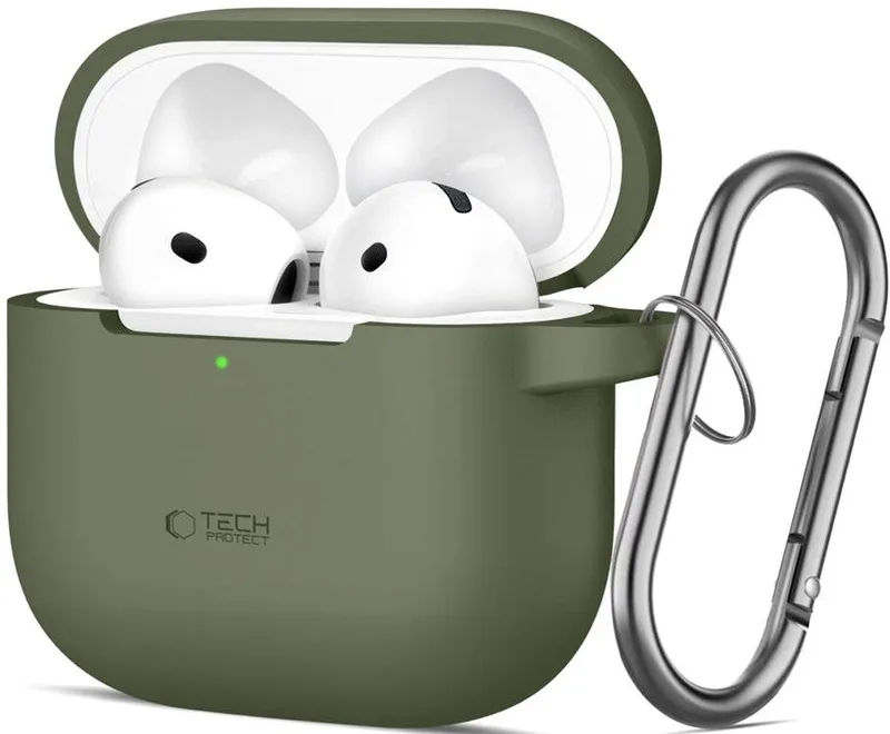 Θήκη Apple AirPods 4th Gen - Tech-Protect Silicone Hook Σιλικόνης - Olive Green (5906302370085)