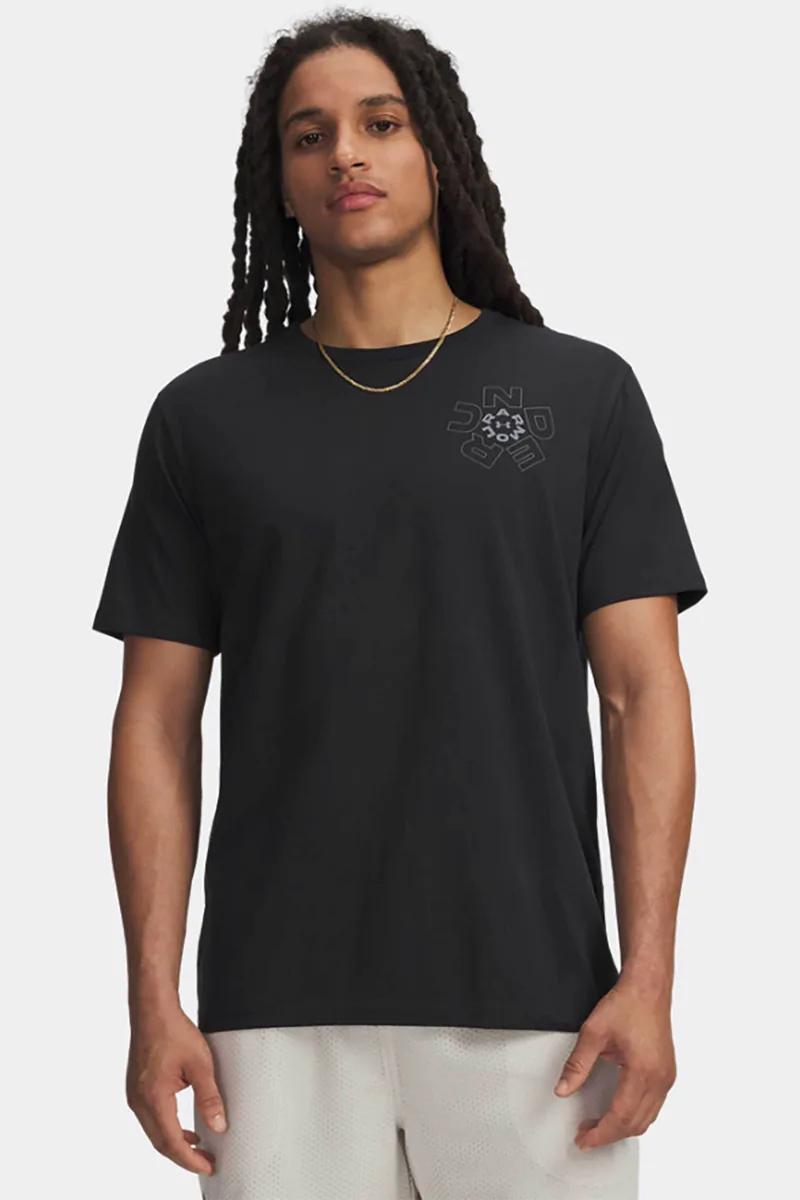 Under Armour ανδρικό T-shirt με graphic logo Loose Fit "UA Radial Workmark" - 6009264 Μαύρο