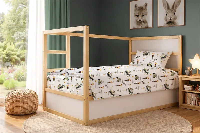 Παπλωματοθήκη Μονή Dimcol Animal Grand Prix 590 160x240 White-Olive