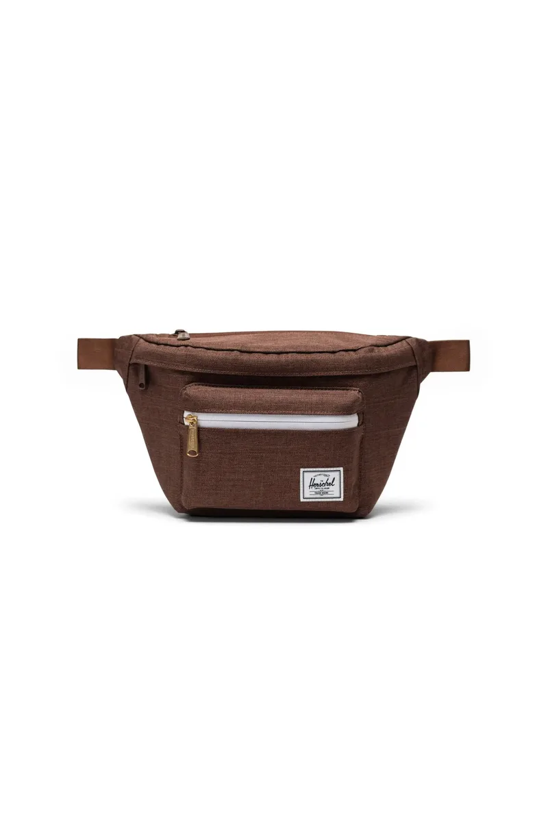 Herschel unisex τσαντάκι μέσης μονόχρωμο με contrast logo patch "Pop Quiz" 3,5 L - 66UACL01769 Καφέ