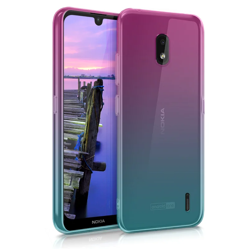 KW Θήκη Σιλικόνης Nokia 2.2 - Clear TPU Soft Phone Cover - Dark Ροζ / Blue / Transparent (49635.01)