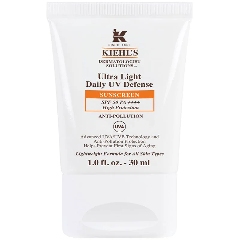 Kiehl's Ultra Light Daily UV Defense εξαιρετικά ελαφρύ fluid προστασίας για όλους τους τύπους επιδερμίδας ακόμα και ευαίσθητης SPF 50+ 30 ml