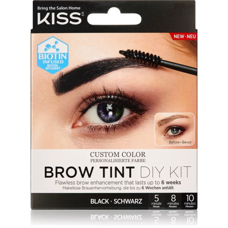KISS Brow Tint DIY Kit βαφή για τα φρύδια απόχρωση Black 20 ml