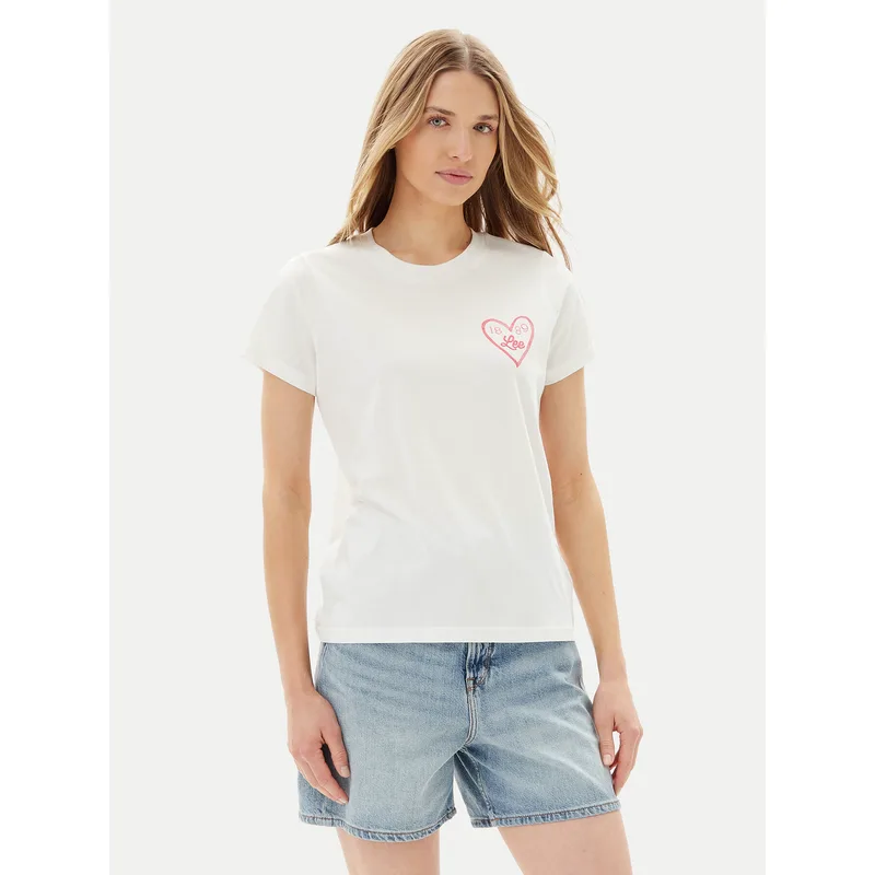 Lee T-Shirt Small Logo 112363635 Λευκό Regular Fit
