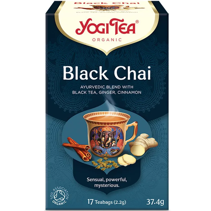Yogi Tea Black Chai Ρόφημα Βοτάνων Τσαγιού με Μαύρο Τσάι, Τζίντζερ, Κανέλα, & Γλυκάνισο για Πνευματική & Ψυχική Ισορροπία 17 Teabags (17 Φακελάκια x 2,2g)