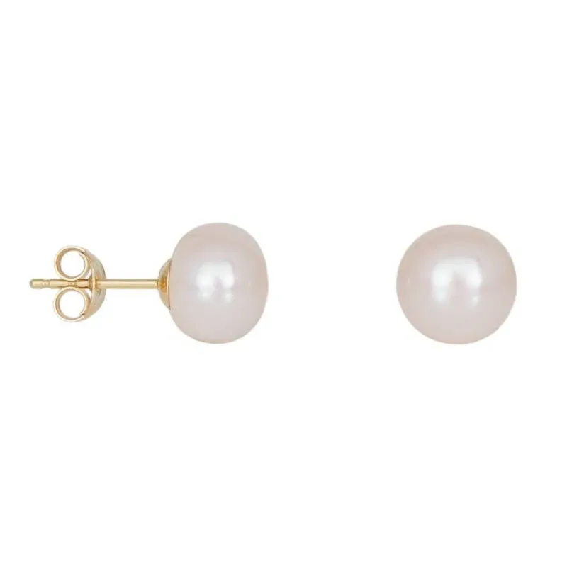 Μαργαριταρένια σκουλαρίκια Button Shaped K14 014739 014739 Χρυσός 14 Καράτια