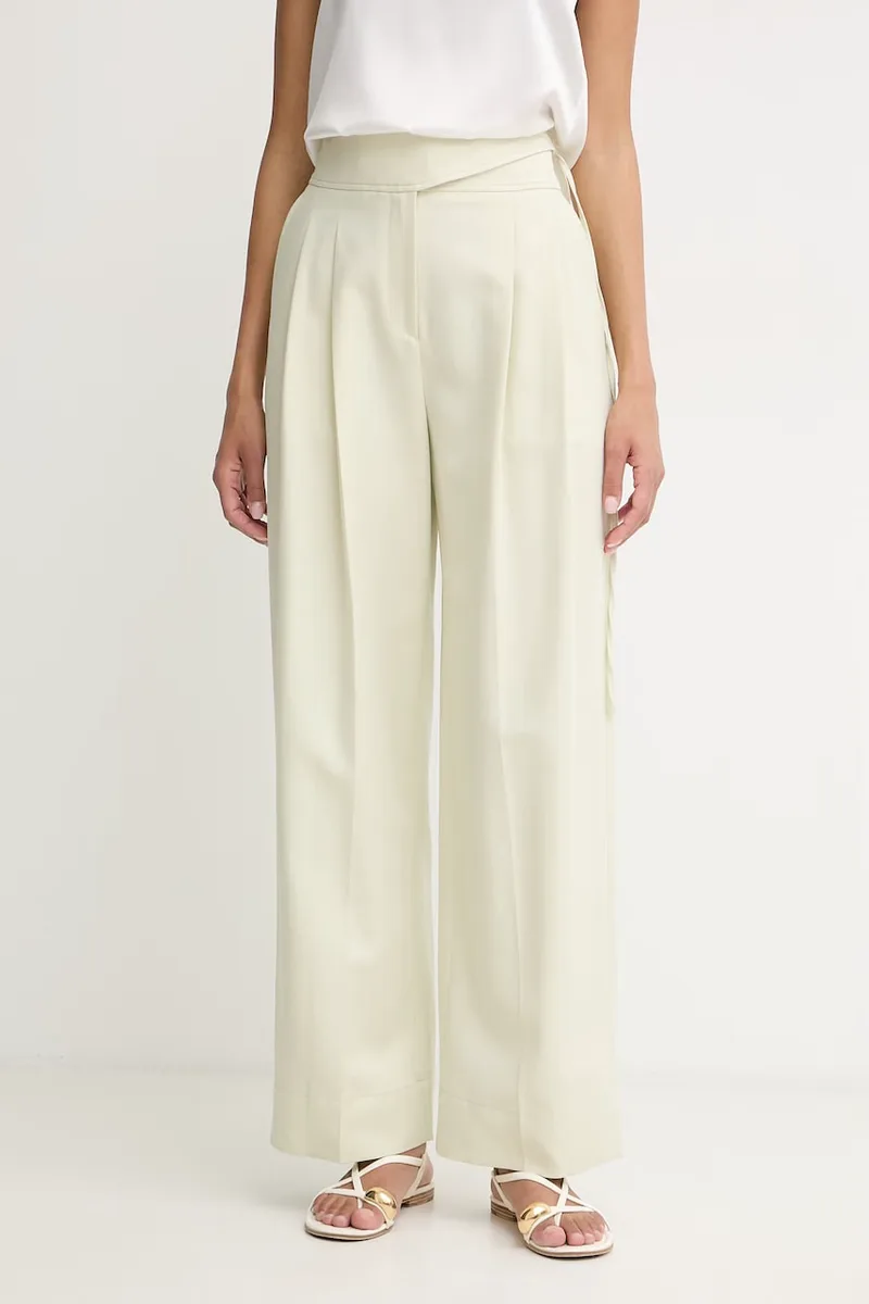 BOSS Πορτοκαλί παντελόνι wide leg Γυναικείο με πρόσμιξη λινού C Talily