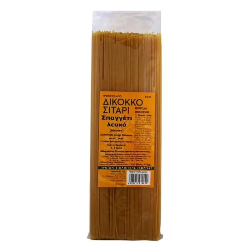 Βιολογικό Σπαγγέτι Δίκοκκο Λευκό - Όλα Bio - 500gr Ola Bio Ελλάδα No Sugar Added Lactose Free Vegan Organic Palm Oil Free