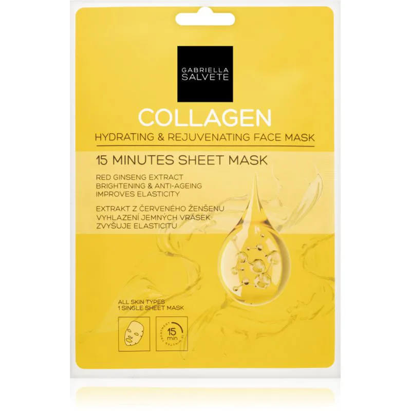 Gabriella Salvete Face Mask Collagen φύλλο μάσκας για λαμπρότητα και λείανση επιδερμίδας 1 τμχ