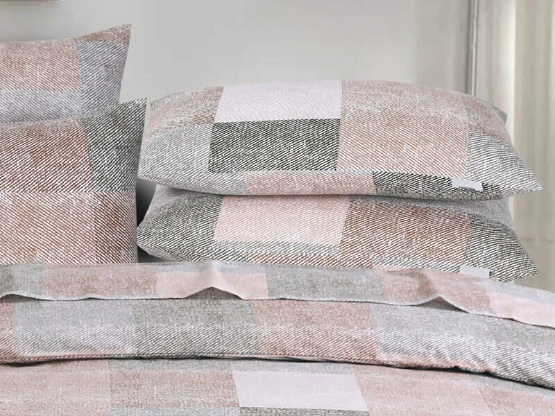 Σετ Φανελένιες Μαξιλαροθήκες Patchwork 100% Cotton Γαρύφαλλο 2 Τεμαχίων 50x70