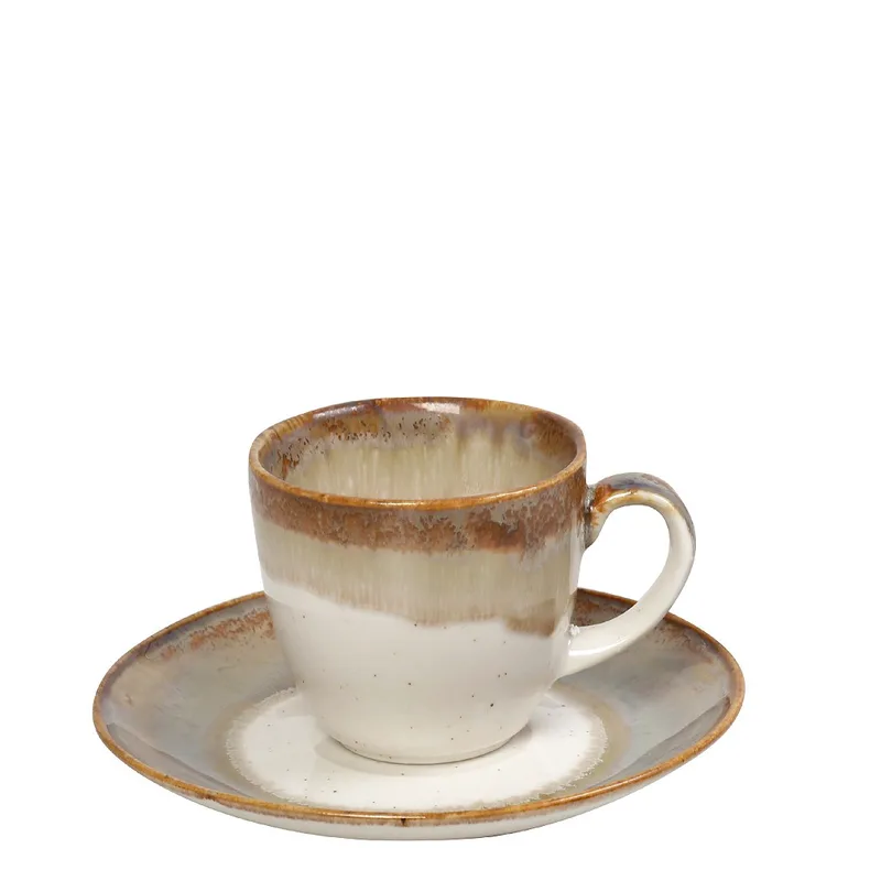 Φλυτζάνι Με Πιατάκι Espresso Πορσελάνης Reactive Μπεζ Essentials ESPIEL 90ml-12x6εκ. OWQ101K6 (Υλικό: Πορσελάνη, Χρώμα: Μπεζ) - ESPIEL - OWQ101K6