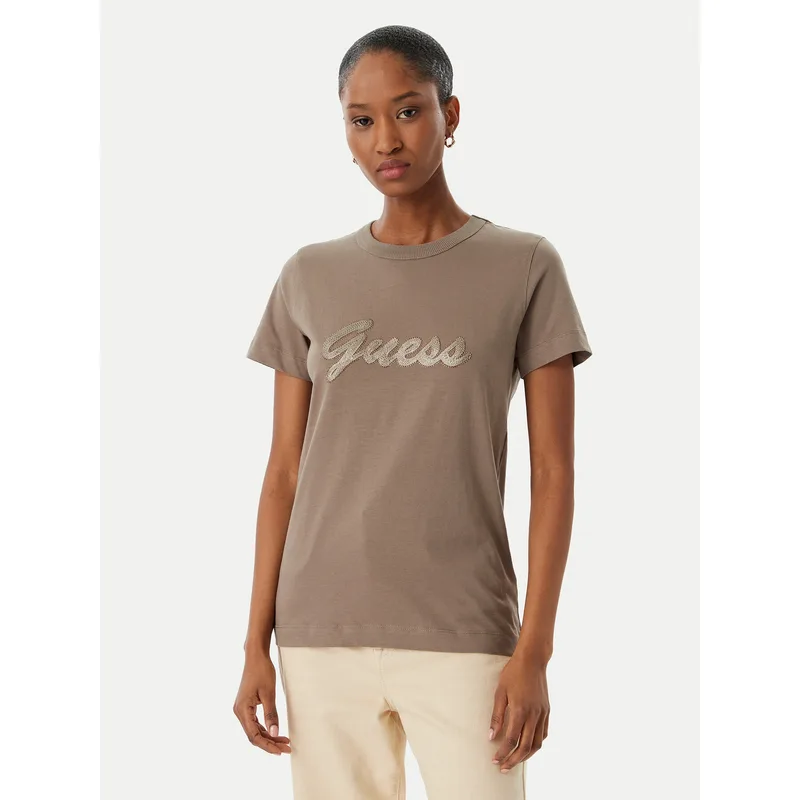 Guess T-Shirt W6GI08 K3023 Καφέ Regular Fit