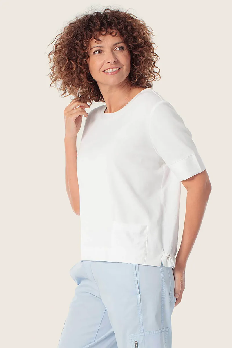 Gerry Weber γυναικείο T-shirt με ρυθμιζόμενο λάστιχο Loose Fit - N61728121048 Λευκό