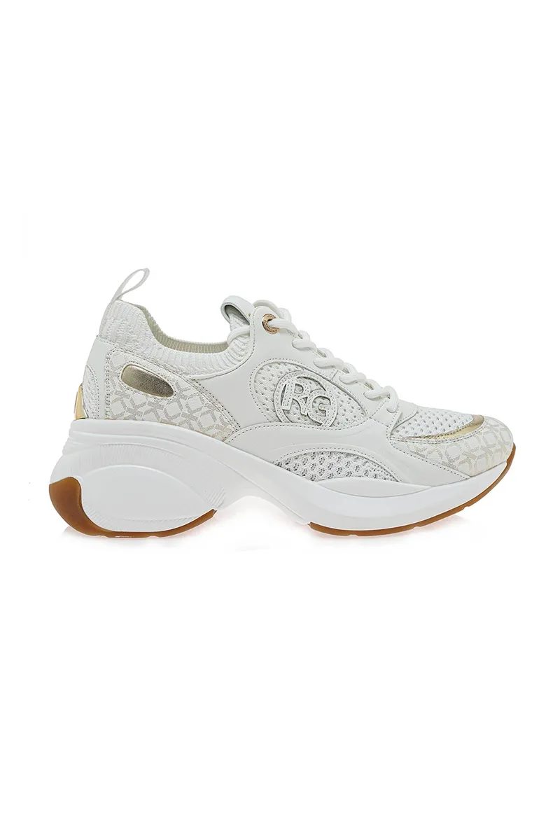Renato Garini γυναικεία sneakers με χρυσές λεπτομέρειες - W119R650308E Λευκό