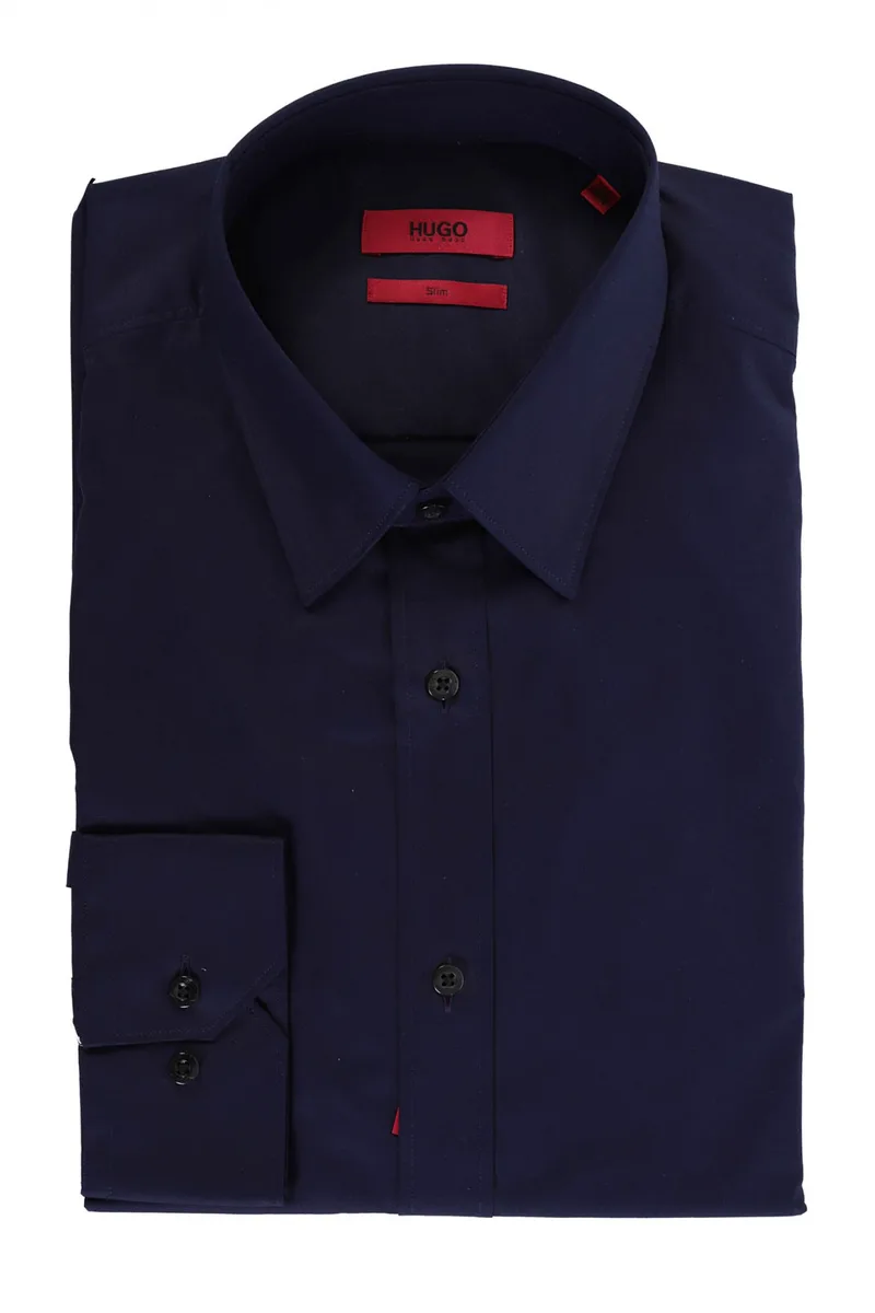 HUGO ΠΟΥΚΑΜΙΣΟ STRETCH SLIM FIT ELISHA ΜΠΛΕ