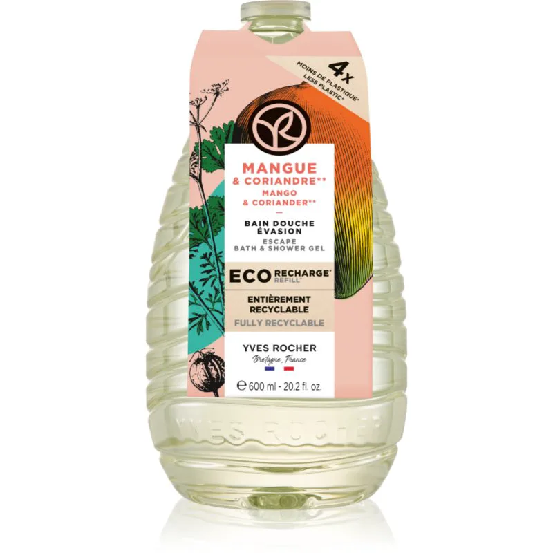Yves Rocher Bain de Nature τζελ για ντους ανταλλακτικό Mango & Coriander 600 ml