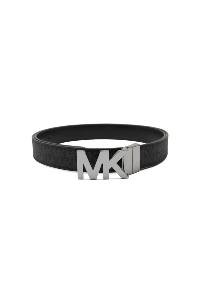 Michael Kors ανδρική δερμάτινη ζώνη διπλής όψης με μεταλλικό monogram - 39H9LBLY1U Μαύρο