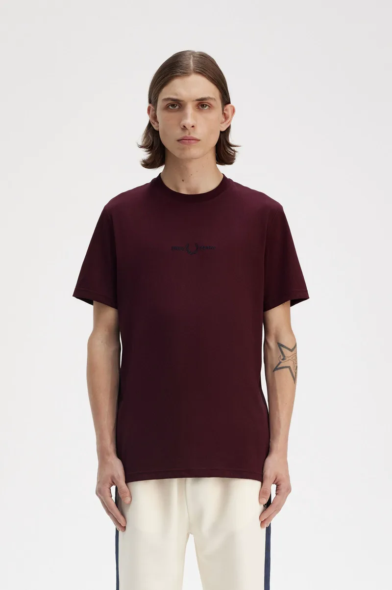 Fred Perry Ανδρική Μπλούζα Embroidered T-Shirt M4580-K22 Μπορντό